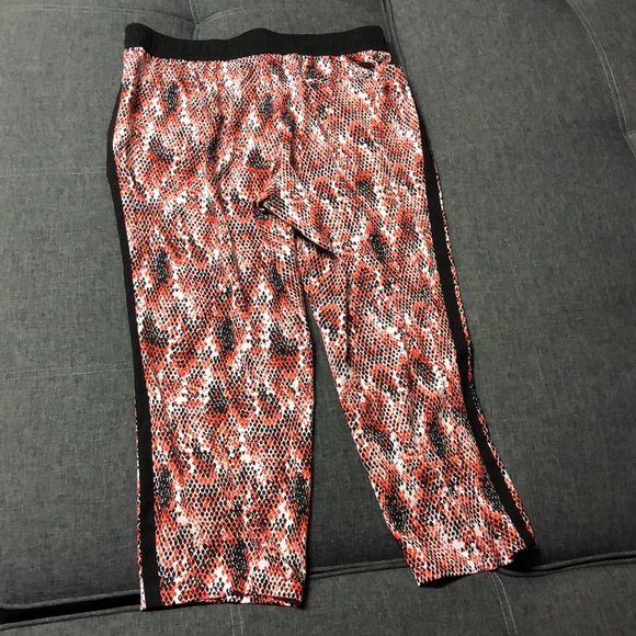 CALVIN KLEIN Snake Print Tuxedo Stripe Cropped Pants Orange Black Lightweight L - Picture 7 of 9